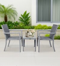 Canberra Wicker Table And Chair Set In Grey Dual Tone Finish