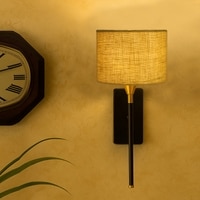 Devansh Metal Electric Wall Light in Black Colour with Yellow Shade Count of 1 Light