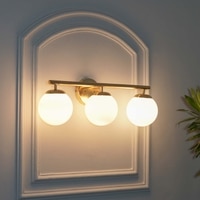 Hollis 3 Light Bathroom Wall Light with Opal Glass In Brass Finish