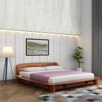 Wilbur Solid Wood King Size Non Storage Bed In Teak Finish