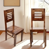 Oliver Sheesham Wood Set of 2 Dining Chairs in Teak Finish