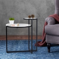 Dual Metal Side Table in Black Colour