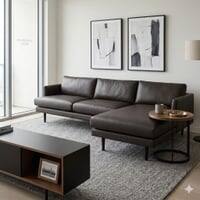 Scandinavian Dextra Three Seater L Shape Sofa Matte Black Finish