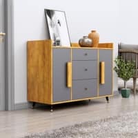 Hexa Red Multipurpose Storage Cabinet With 3 Drawer 2 Door in Giant Wood And Slate Grey Colour