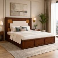 Nayra Solid Wood Comfort King Bed Hydraulic Storage Provincial Teak Finish Mattress 72 x 78 Inches