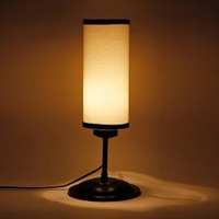 Alfred Multicolour Fabric Shade Table Lamp with Black Iron Base