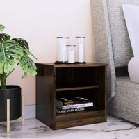 Takeo Engineered Wood Bedside Table In Walnut Finish
