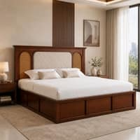 Virasat Solid Wood Comfort King Bed Hydraulic Storage Provincial Teak Finish Mattress 72 x 78 Inches
