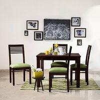 Brighton Zella Solid Wood 4 Seater Dining Table With Set Of 4 Chairs (Colour- Avocado Green , Finish- Mahogany)