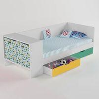Corner Office Engineered Wood Drawer Storage Bed in Caribe Colour