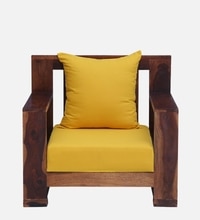 Salamanca Sheesham Wood 1 Seater Sofa In Mustard and Provincial Teak Finish