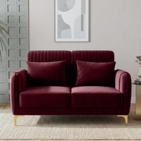 Monly Velvet 2 Seater Sofa Maroon Color