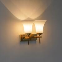 AURORA Modern Brass Wall Light with Frosted White Glass Shades