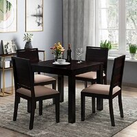 Arabia Solid Wood 4 Seater Storage Dining Table In Mahogany Finish