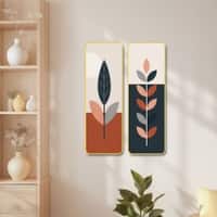 The Castle Decor Modern Boho Botanical Wall Art Set of 2 Design 1 12x18 Inch