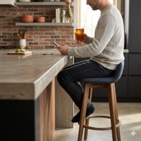 Scandinavian Mora Bar Chair Blue Cocoa Finish