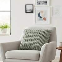 Knotty Ryegrass Cotton Knitted Cushion Cover 18X18 Inches