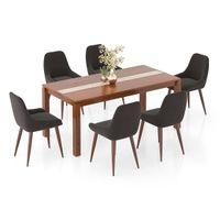 Atlas Crest Solid Wood 6 Seater Dining Table with 6 Rickman Lounge Chair