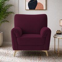 Osbert Velvet 1 Seater Sofa in red wine Color