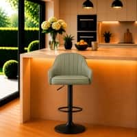 Doe Buck Faux Leather Adjustable Bar Stool in Sage Green Colour