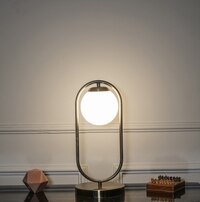 Sphere Single Light Table Lamp In Antique Brass Finish With Frosted White Glass Shade