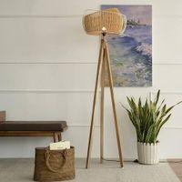 Juniper Natural & White Floor Lamp With Natural Iron Base