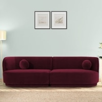 Izza Velvet 4 Seater Sofa in Maroon Colour
