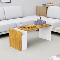 Hexa Engineered Wood Coffee Table In Frosty White And Giant Wood