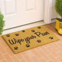 Luxe Home 100% Natural Coir Doormat Wipe Your Paws Print Design (71x45cm)