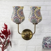 Devansh Metal Electric Wall Light in Gold Colour with Multicolor Shade Count of 2 Lights