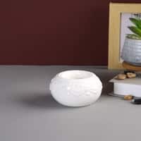 White Antique Designed Round Candle Holder in White Colour