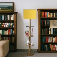 Devansh Shelf Wooden Floor Lamp