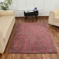 Multicolor Abstract Machine Made Polyester 5 X 7 Feet Carpet