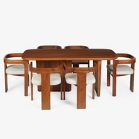 Attica Solid Wood Dining Table with Four Chairs and Bench in White Colour