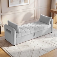 Jedlo Velvet 2 Seater Ottoman Bench with Storage in Grey  Color