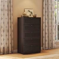 Bennis Engineered Wood Chest of 5 Drawers in Dark Walnut Finish