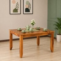 Herb Solid Wood 4 Seater Dining Table in Warm Walnut Finish