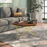 Dyson Abstract Metal Coffee Table In Teak Finish
