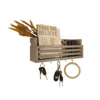 Claude Wooden Wall Shelf Organiser With Key Holders