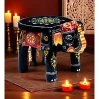 Desert Art Wooden Black Elephant Flower Pot Stand 6 Inch