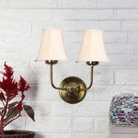 Devansh Dual Gold Metal  Wallmounted Lamp With Cotton Off-White Shade
