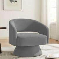 Aracell Swivel Solid Wood Round Chair in Grey Colour