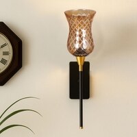 Devansh Metal Electric Wall Light in black Colour with Lavender Shade Count of 1 Light