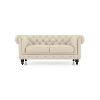 Winchester 2 Seater Half Leather Sofa In Creme Fraiche Italian Leather