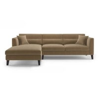 Lewis Sectional Sofa (Colour : Fawn Velvet, Cushion : Hard, Seater : Left Aligned 3 Seater + Left Aligned Chaise)