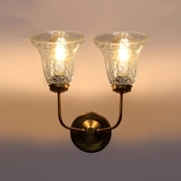 Devansh Metal Electric Wall Light in Gold Colour with Transparent Shade Count of 2 Lights