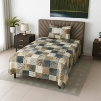 Multicolor Geomertrical 210 TC Mix Cotton Flat Single Bed Size Bedsheet With 1 Pillow Cover From Threads