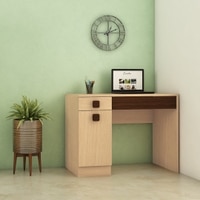 Kristina Study Desk with Shuttered Cabinet and 2 Drawers in Canadian Maple Coffee Walnut Colour