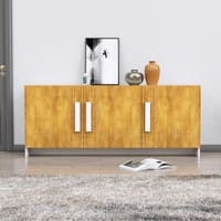 Hexa Red Multipurpose Storage Cabinet With 3 Door in Frosty White And Giant Wood Colour