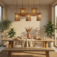 Trikona 5 Series Brown Solid Wood Cluster Hanging Light